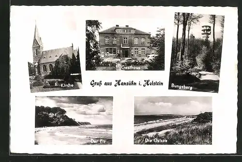 AK Hansühn i. Holstein, Gasthaus, Kirche, Bungsberg, Eiz und Ostsee