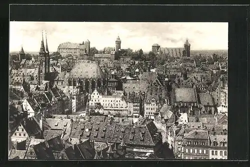 AK Nürnberg, Gesamtansicht von der Lorenzkirche aus gesehen