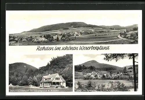 AK Rohden / Weserbergland, Panorama, Naturfreundehaus, Blick ins Rohdetal