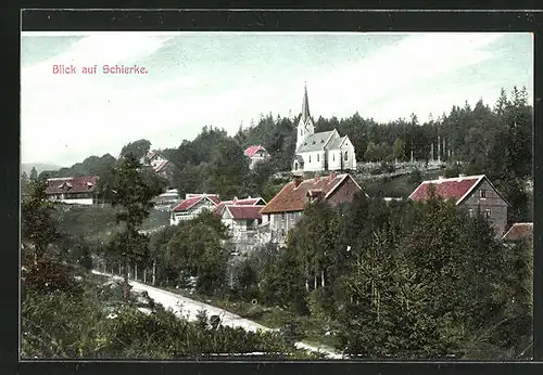 AK Schierke, Ortsansicht aus der Vogelschau