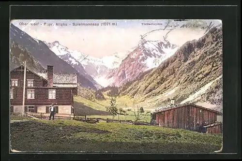 AK Oberstdorf, Spielmannsau, Blick zur Trettachspitze