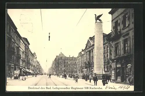 AK Karlsruhe, Denkmal des Bad. Leibgrenadier Regiments 109
