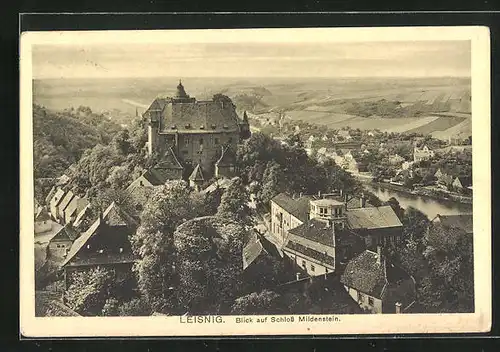 AK Leisnig, Blick auf Schloss Mildenstein