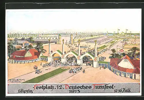 AK Leipzig, 12. Deutsches Turnfest 1913, Festplatz aus der Vogelschau