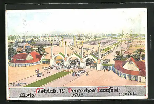 AK Leipzig, 12. Deutsches Turnfest 1913, Festplatz aus der Vogelschau