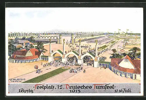 AK Leipzig, 12. Deutsches Turnfest 1913, Festplatz aus der Vogelschau