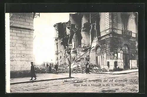 AK Messina, Il terremoto del 28 dicembre 1908, zerstörte Häuser nach Erdbeben
