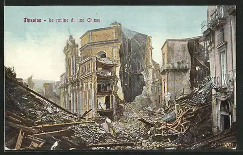 AK Messina, Le rovine di una Chiesa, Erdbeben