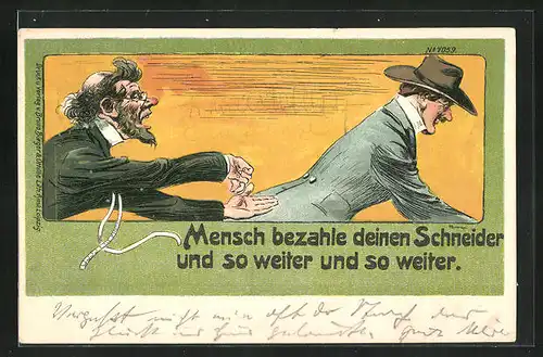 Künstler-AK Bruno Bürger & Ottillie Nr. 7059: Schneider verlangt seinen Lohn