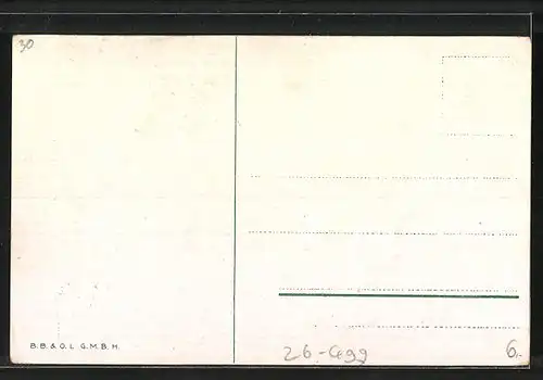 Künstler-AK Bruno Bürger & Ottillie Nr. 7513: Mann erhält Stahlriemen um den dicken Bierbauch