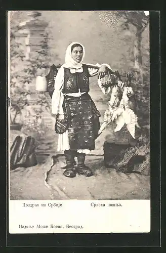 AK Serbische Bäuerin in Tracht