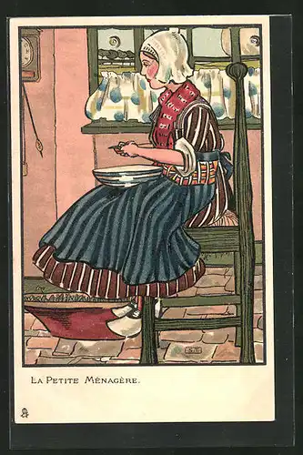 AK Niederländische Frau bei der Hausarbeit