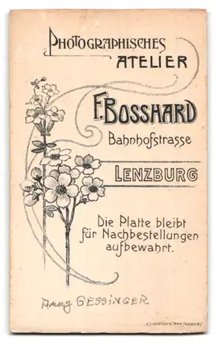 Fotografie F. Bosshard, Lenzburg, Bahnhofstr., Portrait bildschöne Frau mit Dutt in weisser Bluse