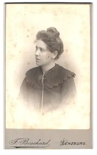 Fotografie F. Bosshard, Lenzburg, Bahnhofstr., Portrait brünette junge Schönheit mit Dutt