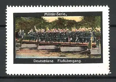 Reklamemarke Militär-Serie, Deutschland, Soldaten beim Flussübergang