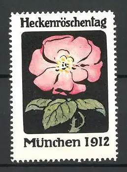 Reklamemarke München, Heckenröschentag 1912, Ansicht einer Heckenrose