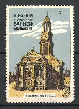 Reklamemarke Hamburg, Gr. Michaeliskirche, Siegerin allerfeinste Sahnen-Margarine