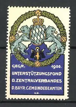 Künstler-Reklamemarke Unterstützungsfond d. Zentralverbandes d. Bayr. Gemeindebeamten, Wappen