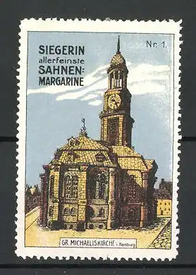 Reklamemarke Hamburg, Gr. Michaeliskirche, Siegerin allerfeinste Sahnen-Margarine