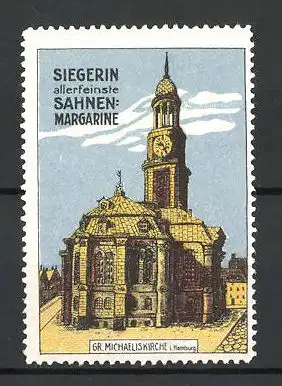 Reklamemarke Hamburg, Gr. Michaeliskirche, Siegerin allerfeinste Sahnen-Margarine
