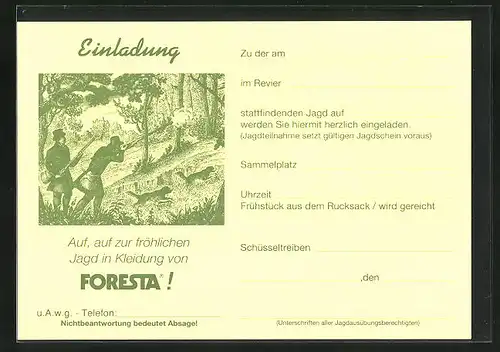 AK Auf, auf zur föhlichen Jagd in Kleidung von FORESTA!, Jäger schiessen im Wald