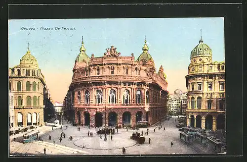 AK Genova, Piazza De-Ferrari e Tramways, Strassenbahnen