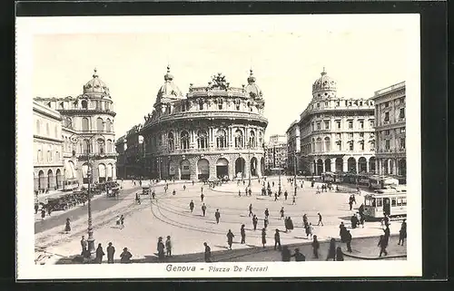 AK Genova, Piazza De Ferrari e Tramway, Strassenbahn