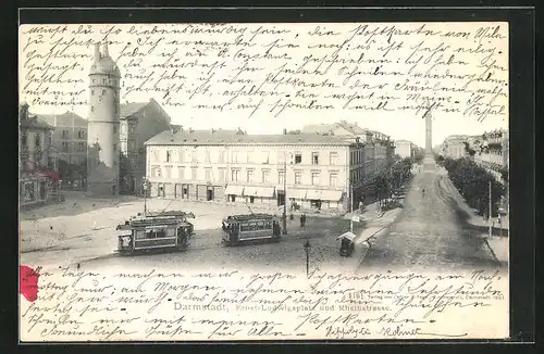 AK Darmstadt, Strassenbahnverkehr auf dem Ernst-Ludwigs-Platz