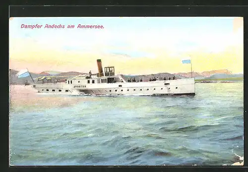 AK Dampfer Andechs in voller Fahrt auf dem Ammersee