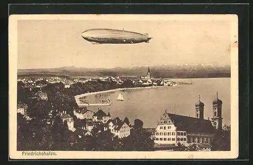 AK Friedrichshafen i. B., Zeppelinfahrt über die Stadt