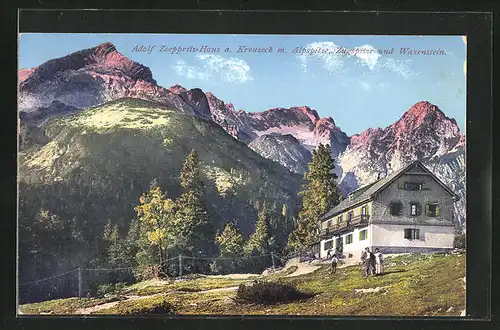 AK Adolf Zoeppritz-Haus, Idylle a. Kreuzeck mit Alpspitze