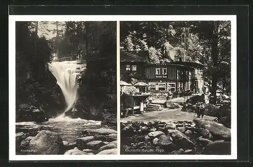 AK Kochelfallbaude und Wasserfall im Riesengebirge
