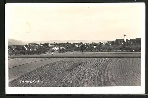 AK Eferding, Blick über's Feld auf die Stadt