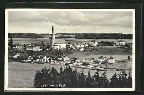 AK St. Georgen a. Traun, Gesamtansicht mit Kirche