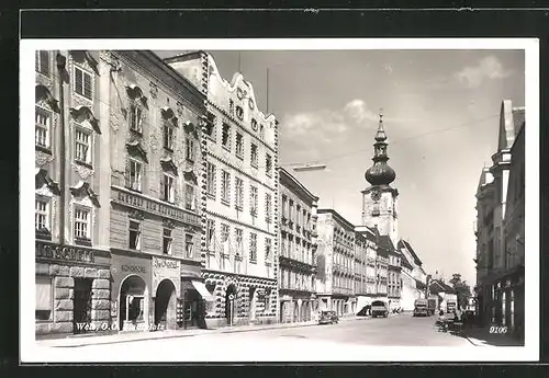 AK Wels, Stadtplatz mit Gasthof zum schwarzen Adler