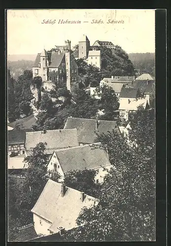 AK Hohnstein / Sächs. Schweiz, Ortspartie mit Schloss Hohnstein