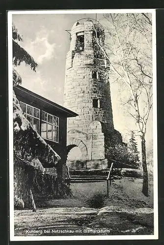 AK Netzschkau / Vogtl., Kuhberg mit Bismarckturm