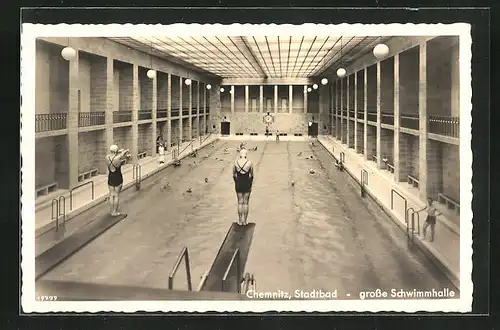 AK Chemnitz, Stadtbad, grosse Schwimmhalle