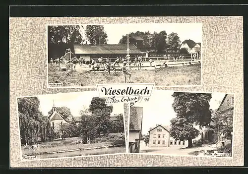 AK Vieselbach, Volksbad, Strasse der Jugend