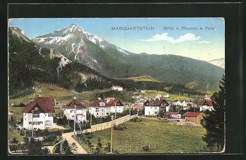 AK Marquartstein, Ortspartie, Blick v. Pension a. Forst