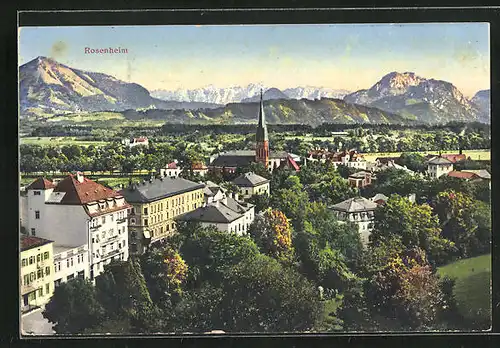 AK Rosenheim, Ortsansicht aus der Vogelschau