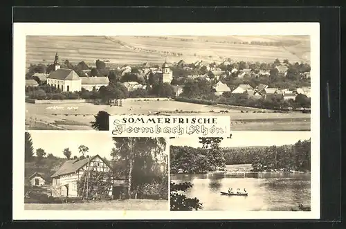 AK Dermbach / Rhön, Ortsansicht, Ortspartie, Ruderboot auf dem Teich