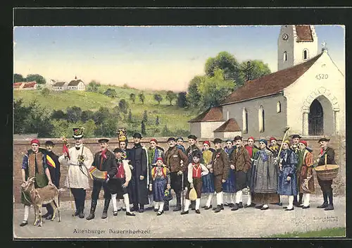 AK Altenburg, Altenburger Bauernhochzeit vor der Kirche