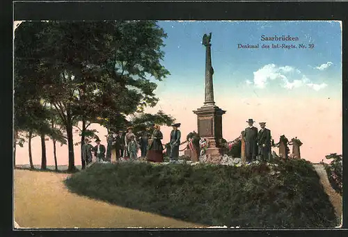 AK Saarbrücken, Denkmal des Inf.-Regiments Nr. 39