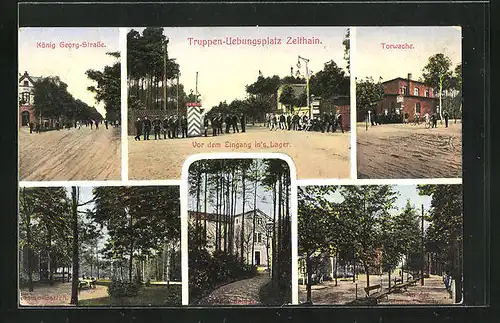 AK Zeithain, Truppenübungsplatz, König Georg-Strasse, Torwache, Eingangsbereich, Kasino-Garten