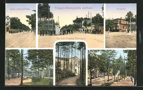 AK Zeithain, Truppenübungsplatz, Torwache, König Georg-Strasse, Eingangsbereich, Kasino-Garten