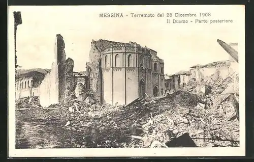 AK Messina, Terremoto del 28 Dicembre 1908, Il Duomo, Parte posteriore, Erdbeben