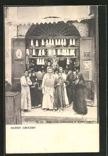 AK Cairo, Native Grocery, arabische Händler