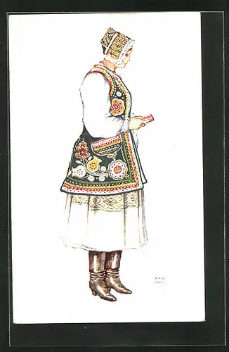 AK Bäuerin in kroatischer Volkstracht