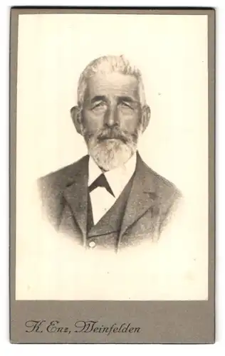 Fotografie Karl Enz, Weinfelden, Portrait stattlicher Herr mit grauem Haar und Bart im Jackett